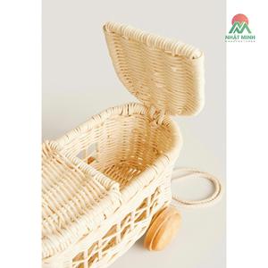 Adorable Elegant Rattan Toy Trolley Natural Rattan Kids Trolley for Nursery Handmade High Quality Rattan Baby Trolley - Product Image 4
