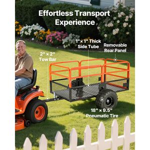 28 Cu. Rimorchio da Giardino in Acciaio da 1800 libbre con Ribaltabile per ATV/UTV, Pannello Posteriore Rimovibile, Resistente per un Trasporto Conveniente - Product Image 3