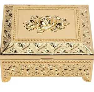 Antique Style Embossed Metal Wooden <b>Treasure</b> Chest Dome Lid Storage <b>Box</b> Floral Brass Fitting Jewelry Organizer Keepsake - Product Image 4