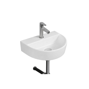 Wall Hung Vessel Hand Basin Irregular Shape Single Hole Chrome Faucet Polished Minimalist Design Bathroom <b>Drainer</b> 12L Capacity - Product Image 1