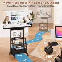 Support TV mobile sur roulettes pour écrans de 32 à 55 pouces, chariot TV avec station de charge et étagères multi-niveaux pour la maison, la salle de sport et le salon