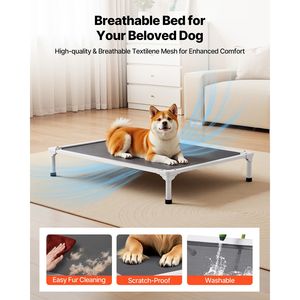 Portable <b>Raised</b> <b>Dog</b> Cot with Aluminum Tube Metal Frame Breathable Textilene Mesh for Large <b>Dogs</b> Elevated <b>Dog</b> <b>Bed</b> for Indoor Use - Product Image 2