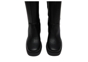 <b>Black</b> PU Classic Formal Knee-High <b>Boots</b> Round Toe Chunky Heel Platform Slip-On Anti-Slippery Rubber Outsole All Seasons Wear - Product Image 3