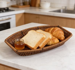 Trending Design Rounded Handmade Rattan <b>Basket</b> Brown Color Durable Kitchenware Food Storage Organizer <b>Basket</b> - Product Image 2