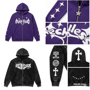 เสื้อฮู้ดดี้โอเวอร์ไซส์แบบซิป แต่งดีเทลขาดๆ แบบพังก์ ประดับหมุด ปะติดปะต่อ สไตล์วินเทจ สตรีทแวร์ ขายส่ง มีจำหน่ายในเดือนมีนาคม 2026 - Product Image 4