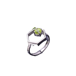 92.5 Sterling Silver Religious Hinduism <b>Adjustable</b> <b>Ring</b> Natural Green Peridot Gemstone 3.2 Gram Latest Simple Design Wholesale - Product Image 1