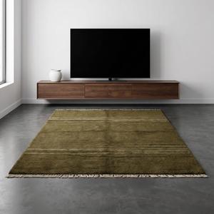 Tapis d'intérieur classique en laine fait main de qualité supérieure, motif floral, à poils ras avec franges, pour salon et chambre à coucher - Product Image 4