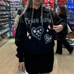 Sweat-shirt à capuche personnalisé pour femme, imprimé en relief, coupe oversize, style streetwear, pull décontracté d'hiver pour les fournisseurs de vêtements - Product Image 2