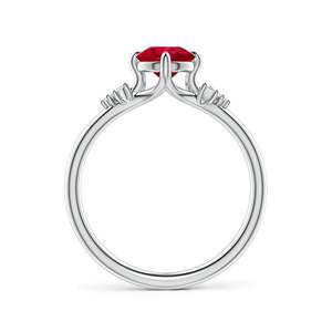 Anillo de Compromiso de Oro Sólido de 14K con Rubí Redondo y Diamantes de Corte Mixto, Joyería Fina Hecha a Mano y Personalizada para Boda - Product Image 3