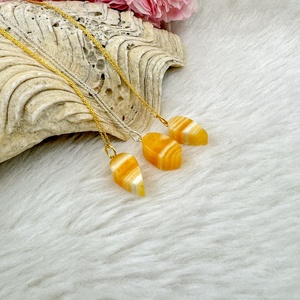 Handmade Calcite Pear Drop Shaped <b>Pendant</b> Necklace Natural Gemstone Jewelry Bulk Wholesale Gold Plated Brass Women's Gift - Product Image 4