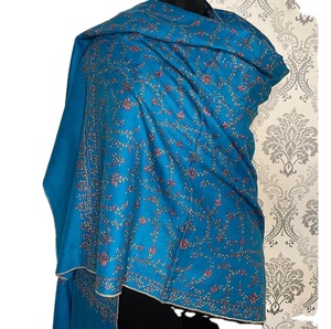 ผ้าคลุมไหล่แคชเมียร์คุณภาพสูงสำหรับผู้หญิงระบายอากาศได้ดีสีฟ้าเข้มชุดใส่กลางแจ้งน้ำหนักเบาพร้อมผ้าคลุมไหล่ปักลาย - Product Image 1