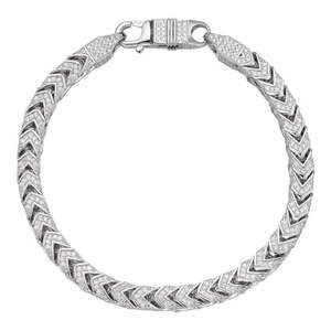 Bracelet en argent sterling avec maillons Franco sertis de pierres CZ, bijoux de luxe pour hommes, style hip-hop - Product Image 1