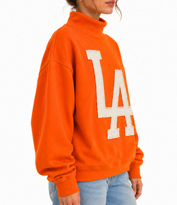 Custom Women's Oversized Turtleneck Knitted 100% Cotton Quick Dry Breathable Eco-Friendly Casual Winter Pullover Sweatshirt - Product Image 2