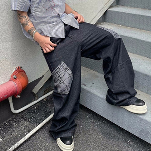 <span class=keywords><strong>Jeans</strong></span> da <span class=keywords><strong>Uomo</strong></span> YUCE di Alta Qualità, Stile Streetwear Personalizzato, Denim Grezzo, Vestibilità Ampia, Design con Patchwork Curvo - Product Image 4