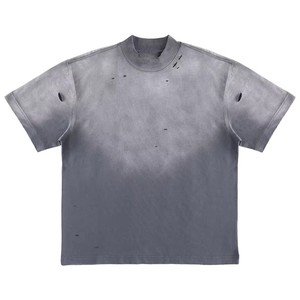 T-shirt vintage délavé à l'acide avec logo personnalisé, t-shirt oversize en coton lourd 100% pour homme - Product Image 1