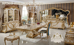 Table et chaises de salle à manger exquises de style roumain Tables et chaises de salle à manger en bois de style classique Acheter une table de salle à manger de luxe - Product Image 3