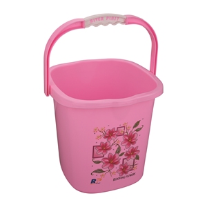 Seau en plastique 20-25L durable, style simple, motif fleurs épanouies, seau à serpillière en stock - Product Image 2