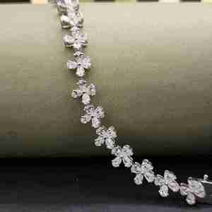 Minimalist flower chain <b>bracelet</b> Geometric silver <b>bracelet</b> 925 silver chain - Product Image 1