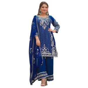 Vente en gros Fatema Fashion Surat's Nouvelle Collection Faux Georgette Broderie Travail Salwar Costumes Dames Fête Robe Cousue Indienne - Product Image 1