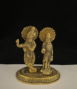 Estatua de Radha Krishna hecha a mano, Metal chapado en oro, escultura de Dios indio, regalo religioso, artículo para decoración y regalo - Product Image 4