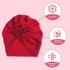 La Casquette Bandeau Fleur Solide Polka Tots-Rouge - Product Image 2