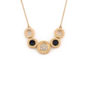 Collar llamativo Art Deco de oro de 14 quilates con ónix negro y diamantes - Product Image 3