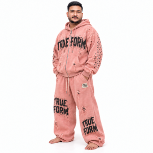Conjunto Deportivo Casual Personalizado Unisex con Sudadera con Cremallera Completa de Forro Polar Lavado al Ácido y Pantalones Anchos de Chándal con Etiqueta Personalizada, Fabricante y Proveedor OEM - Product Image 2