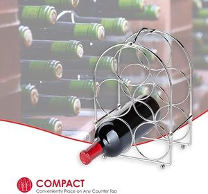 Countertop <b>Chrome</b> <b>Wine</b> <b>Rack</b> Holder for 6 Bottles Tabletop <b>Wine</b> Storage Stand for Kitchen Dining Table and Home Bar - Product Image 2