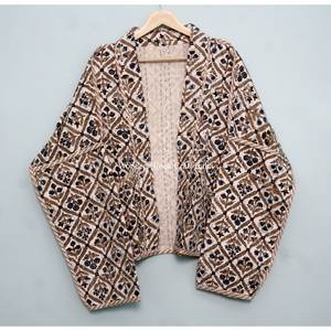 Veste en coton kantha pour femme, dernier design, imprimée, en coton doux, courte, pour l'hiver, tricotée. - Product Image 6