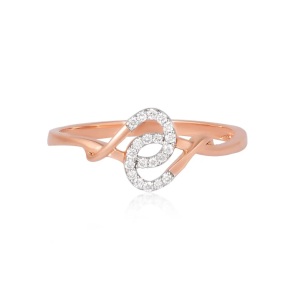 ZAWO HOUSE Rose Gold <b>Diamond</b> <b>Ring</b> Women's Minimalist Pave Setting Round Brilliant Cut Infinity Design Everyday Wear - Product Image 2