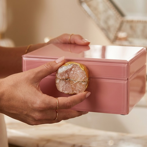 Contemporary Pink Decorative Box Set with Crystal Accent Handles Stylish Home | Storage Solution for Modern Interior Decoration - Product Image 2