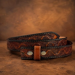 Ceinture en cuir occidentale élégante pour homme, de qualité supérieure, embossée à la main, avec bouton-pression pour le changement de boucle - Product Image 4