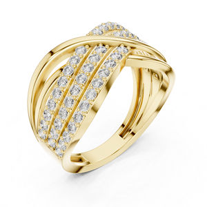 Bague d'anniversaire en or jaune 14 carats avec diamant de laboratoire rond pour femme |   Nouveau diamant cultivé - Product Image 6