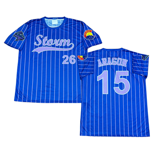 Maillots de baseball personnalisés OEM/ODM en tissu mesh 100% polyester respirant, grande taille, séchage rapide, sublimation du nom du joueur d'équipe - Product Image 4