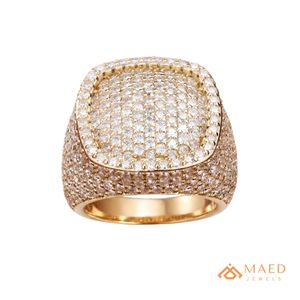 Anillo de Plata Chapado en Oro con Moissanita y Zirconia Cúbica, Estilo Hip Hop, para Hombre, Aniversario - Product Image 1