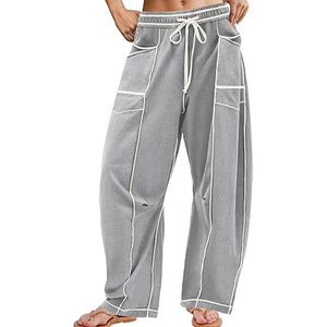 Women Minimalist Cargo Pants Wide Leg Sweatpants High Waist <b>Drawstring</b> Casual Loose Fit Streetwear - Product Image 1