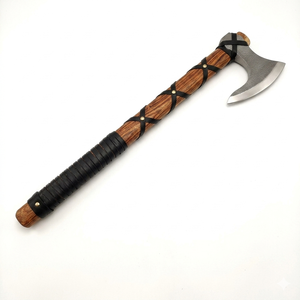 Handmade <b>Axe</b> Carbon Steel Head Leather Wrapping on Wood Handle With Cover Camping <b>Axe</b> <b>Viking</b> <b>Axe</b> - Product Image 1