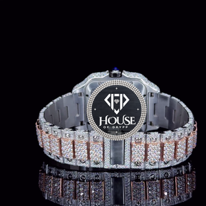 Reloj de Cuarzo Cuadrado con Diamantes VVS Unisex, Correa de Acero Inoxidable, Visualización de Fecha, Reloj de Moda de Lujo Estilo Hip Hop - Product Image 3