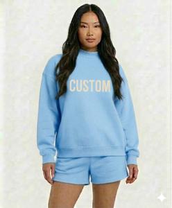 Ensemble court col montant pour femme, style streetwear, 2 pièces, avec broderie frontale, en polaire épaisse pour l'hiver, coupe ample, respirant et écologique - Product Image 6