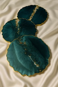 Ensemble de sous-verres personnalisés écologiques faits à la main au design moderne unique avec logo personnalisé, épaisseur et taille sur mesure - Product Image 4