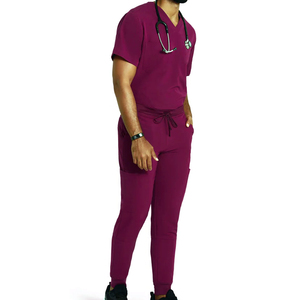 Wholesale Men's V-Neck Jogger Stretch Breathable Woven 100% Cotton Short Sleeve <b>Scrub</b> <b>Sets</b> High Quality - Product Image 2