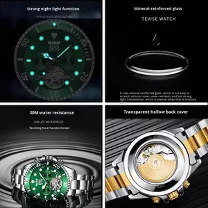 Reloj Mecánico Automático Tourbillon para Hombre, Correa de Acero Inoxidable, Resistente al Agua, Esfera Luminosa, Calendario, Multifuncional - Product Image 2