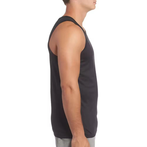 Camiseta Deportiva sin Mangas para Hombre INTENTION SPORTS, Color Negro Sólido, Cuello Redondo, Tejido 100% Algodón, Estilo Casual - Product Image 4