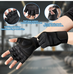 Guantes de Levantamiento de Pesas con Soporte para Muñeca, Transpirables, Antideslizantes, Protección Completa de la Palma, Cierre Magnético, Diseño de Medio Dedo para Gimnasio y Deportes - Product Image 2