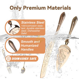 มีดตัดเค้กและที่ตักเค้กแบบใหม่ ผลิตจากทองเหลืองและสแตนเลสขัดเงาอย่างดี เหมาะสำหรับงานแต่งงาน งานเลี้ยง และงานอีเว้นท์ อุปกรณ์เสริมคุณภาพสูง - Product Image 2