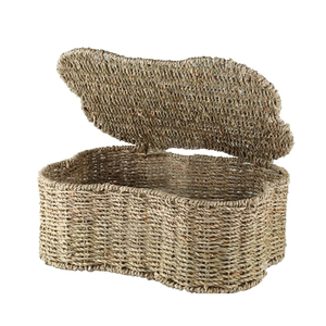 Handwoven Eco-friendly Seagrass Bins Storage Organizer Bone Shape <b>Basket</b> Bin Box <b>with</b> <b>Lid</b> for Pet Toys from Vietnam - Product Image 1
