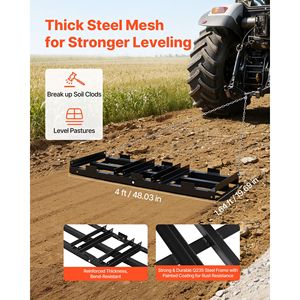 Grader per Vialetti Trainabile Resistente 48 x 20 Pollici con Capacità di Carico di 50 Libbre e Larghezza Regolabile - Erpice a Traino per Trattori - Product Image 2