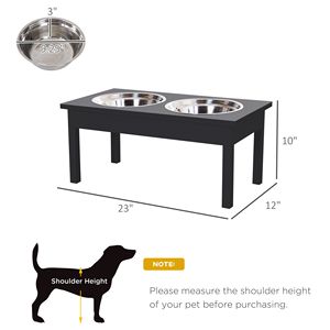Ciotole per Cani in Legno Resistente da 23 Pollici, Stazione di Alimentazione Rialzata Nera per Animali Domestici - Product Image 2