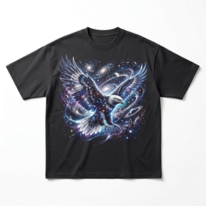 เสื้อยืดแฟนตาซี เวล ไอส์แลนด์ |   เสื้อยืดผ้าฝ้ายหนา 240 GSM สีฟ้าโอเชียนสตีล พร้อมลายกราฟิกเมฆลอย - Product Image 3