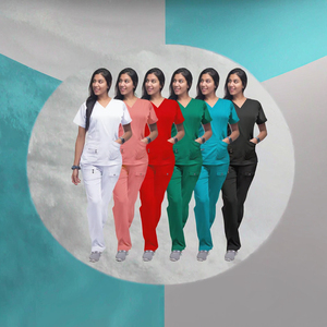 Ensemble de blouses d'infirmière respirantes et sans coutures, avec logo personnalisé, détectables par les détecteurs de métaux, en jersey tricoté, uniformes d'hôpital unisexes pour cliniques dentaires et salons - Product Image 4